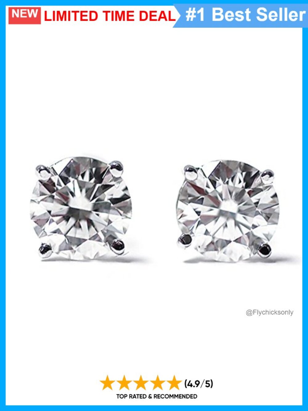 14K White Gold Lab Grown Diamond Stud Earrings 1/3 Cttw